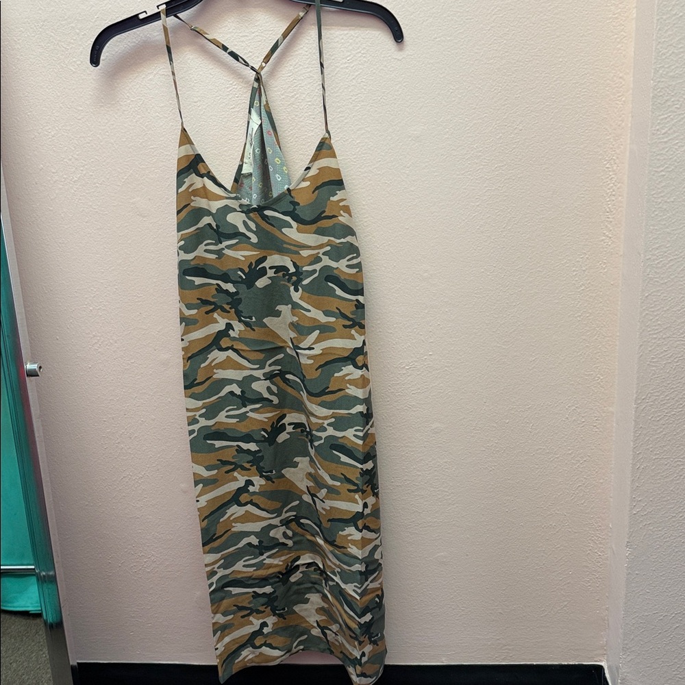 La Boheme Nova  Silk Camisole Dress Camo/SHABORI MIX  Print NWT